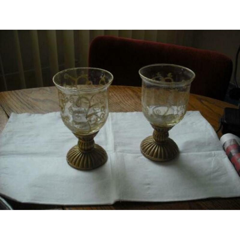 2 Glazen Sfeerlichten / Windlichten,(adv.044E)