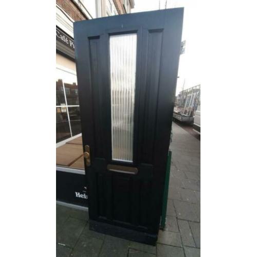 Hardhouten buitendeur 86.5x220cm. Dubbelglas.
