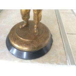 Retro/brocante Franse kandelaar, metaal,man met mand
