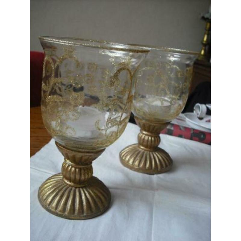 2 Glazen Sfeerlichten / Windlichten,(adv.044E)