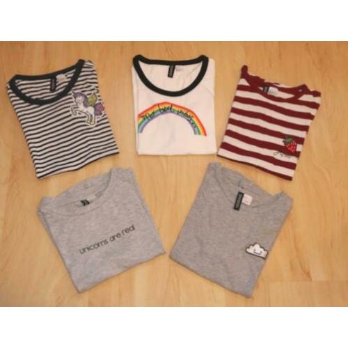 5 shirts H&M Divided maat XS en S