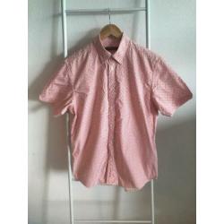 Ben Sherman: herenoverhemd korte mouw, roze patroon - maat L