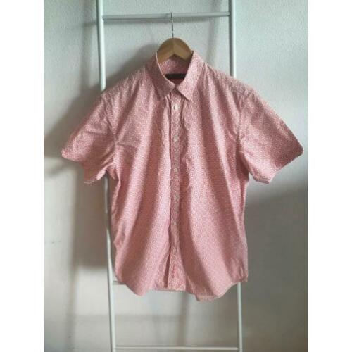 Ben Sherman: herenoverhemd korte mouw, roze patroon - maat L