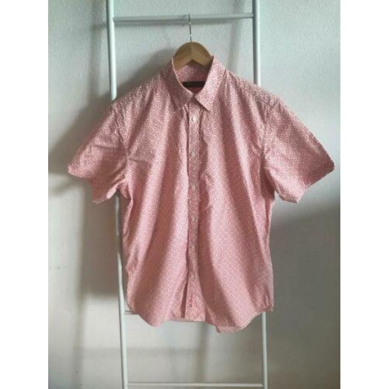 Ben Sherman: herenoverhemd korte mouw, roze patroon - maat L