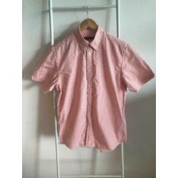 Ben Sherman: herenoverhemd korte mouw, roze patroon - maat L