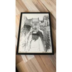Set drie tekeningen Maastricht- kunststof lijstjes