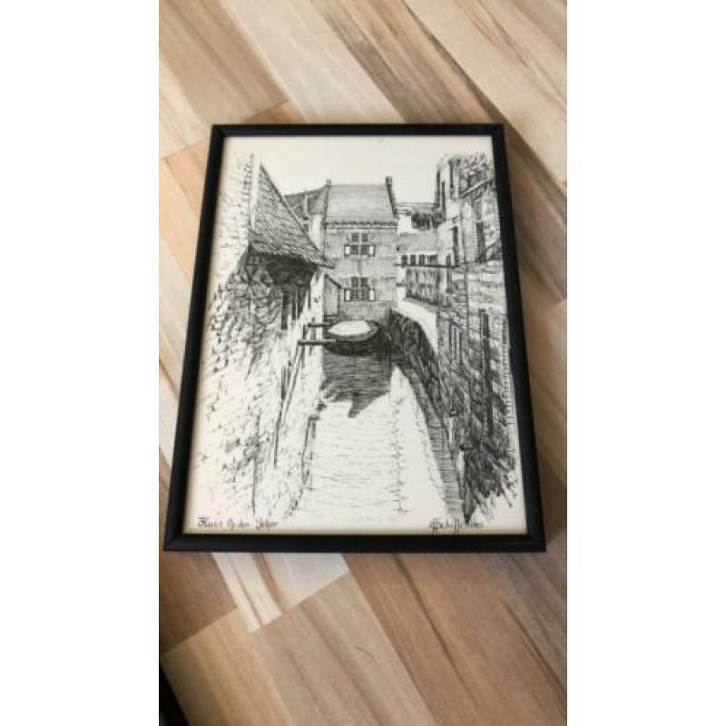 Set drie tekeningen Maastricht- kunststof lijstjes