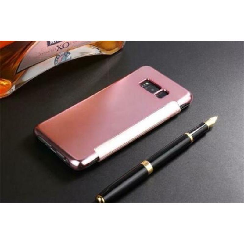 Clear View Cover Set voor Galaxy Note 8 _ Roze Goud