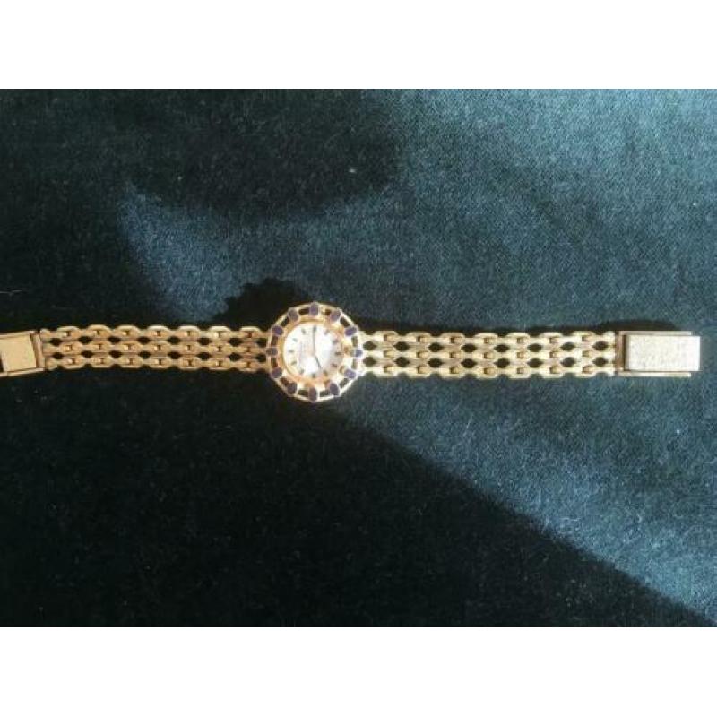 Pontiac vintage horloge met blauwe steentjes