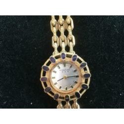 Pontiac vintage horloge met blauwe steentjes