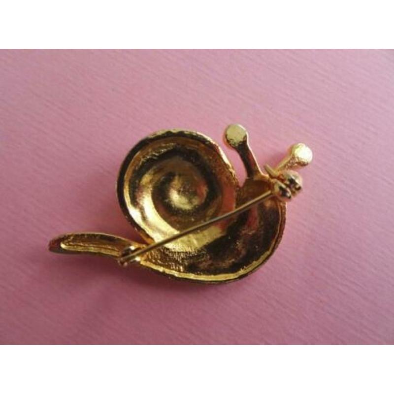 jwg Vintage 60s sixties Slak broche goud klr bruin emaille
