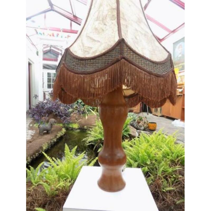 Tafelschemerlamp teak met kap vintage retro jaren 80