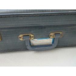 oude vintage koffer blauw met heel klein ruitje