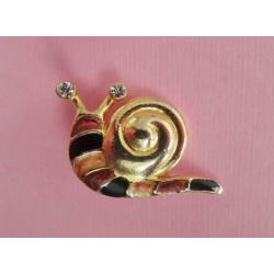 jwg Vintage 60s sixties Slak broche goud klr bruin emaille