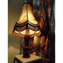Tafelschemerlamp teak met kap vintage retro jaren 80