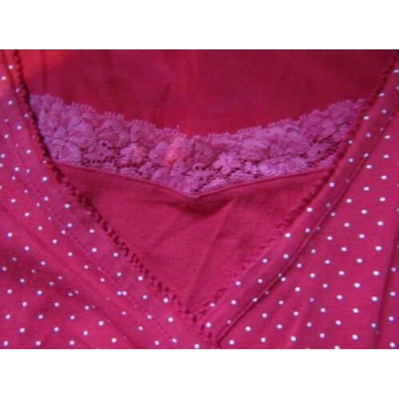 E488 LES BLEUS mt 40 shirt vaste overslag rood wit polkadots
