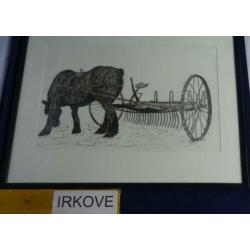 PENTEKENING * PAARD MET PLOEG * In Lijst *