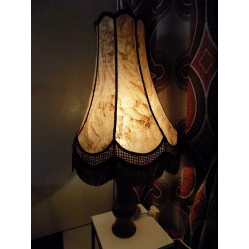 Tafelschemerlamp teak met kap vintage retro jaren 80