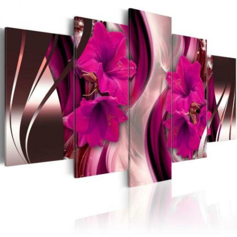 Canvas schilderij 5 luik Bloemen Abstract 240 x 112 cm