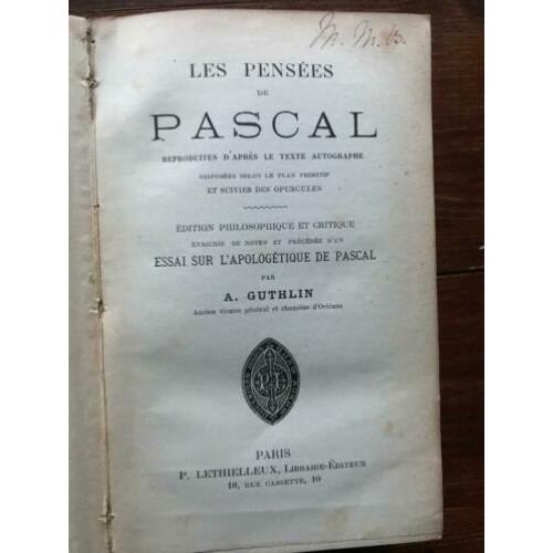 A. Guthlin Les Pensées de Pascal 1896