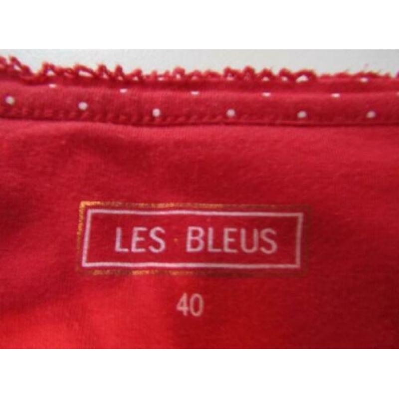 E488 LES BLEUS mt 40 shirt vaste overslag rood wit polkadots