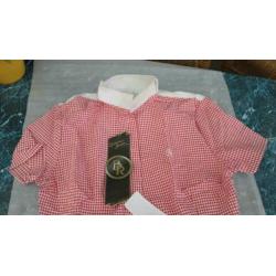 BR Rijblouse XL korte mouw rood geruit