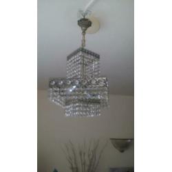Antieke art deco zilveren kleur kristallen kroonluchter
