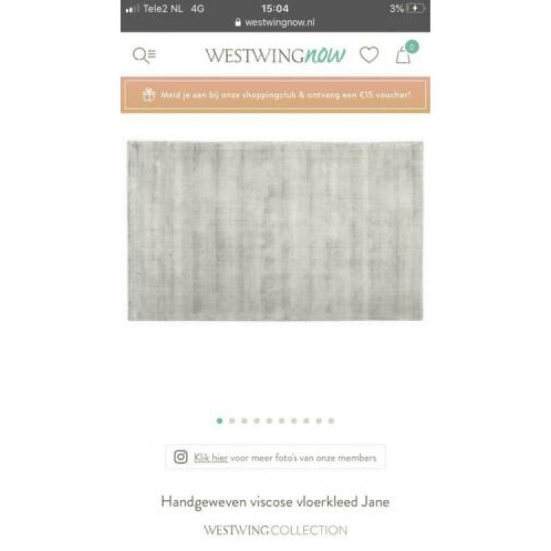 Vloerkleed Jane Westwing lichtgrijs viscose