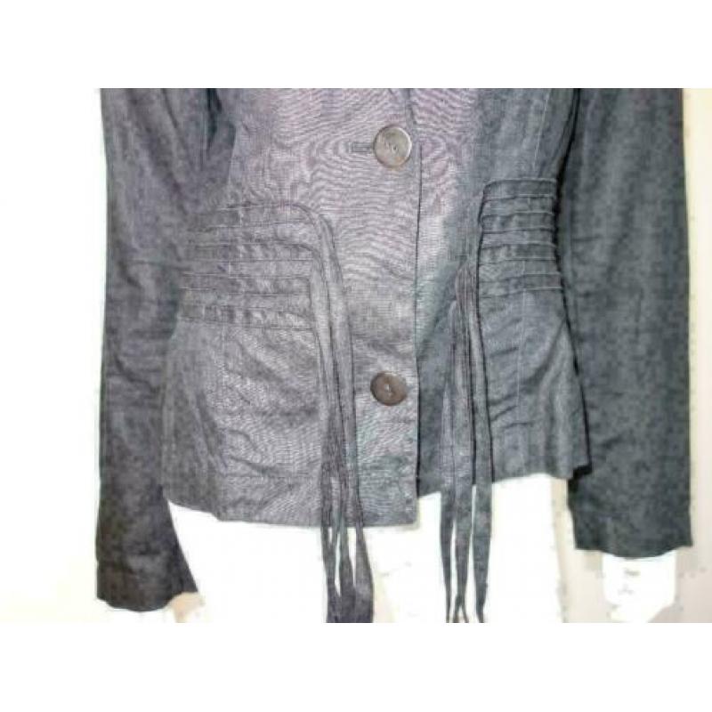 KORTING 1780 NIEUW zwart linnen jasje blazer JUST B; Mt=38'