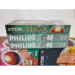 Lot van 9 nieuwe VHS videobanden 180 minuten TDK en Philips
