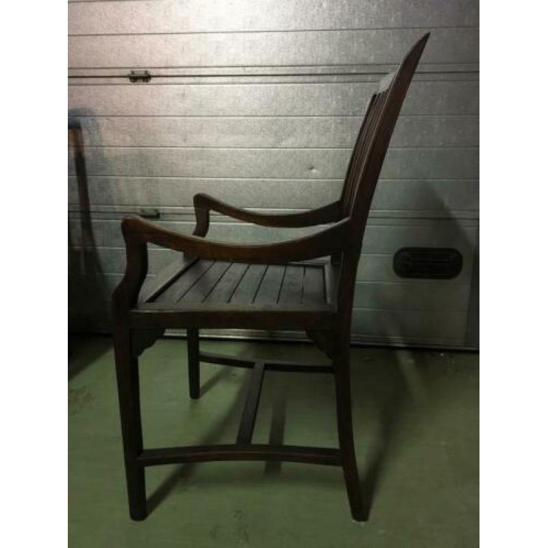 Set van 4 eetkamerstoelen teakhout met armleuning