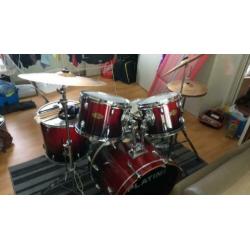 Platin drumstel met Sabian bekkens (complete set)