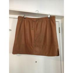 MS Mode bruin camel skai leer rok voering mt 52