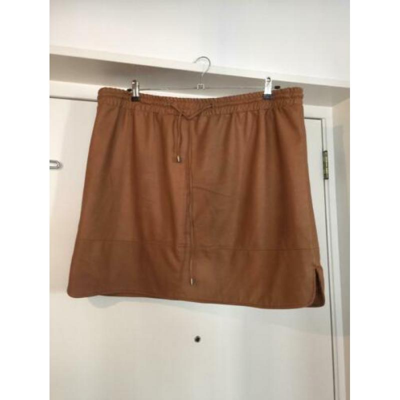 MS Mode bruin camel skai leer rok voering mt 52