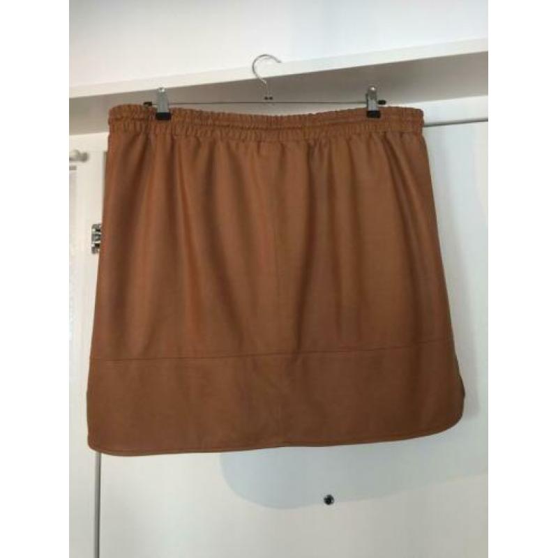 MS Mode bruin camel skai leer rok voering mt 52