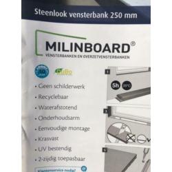 milinboard steenlook vensterbank 195 cm b x 25 cm d NIEUW