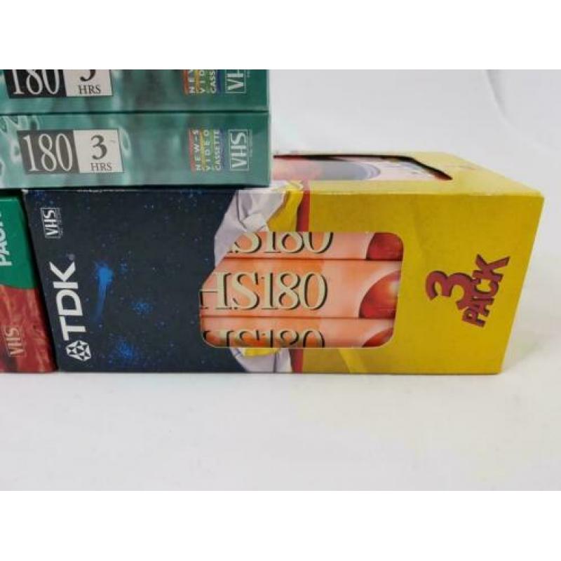 Lot van 9 nieuwe VHS videobanden 180 minuten TDK en Philips