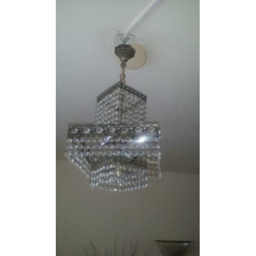 Antieke art deco zilveren kleur kristallen kroonluchter