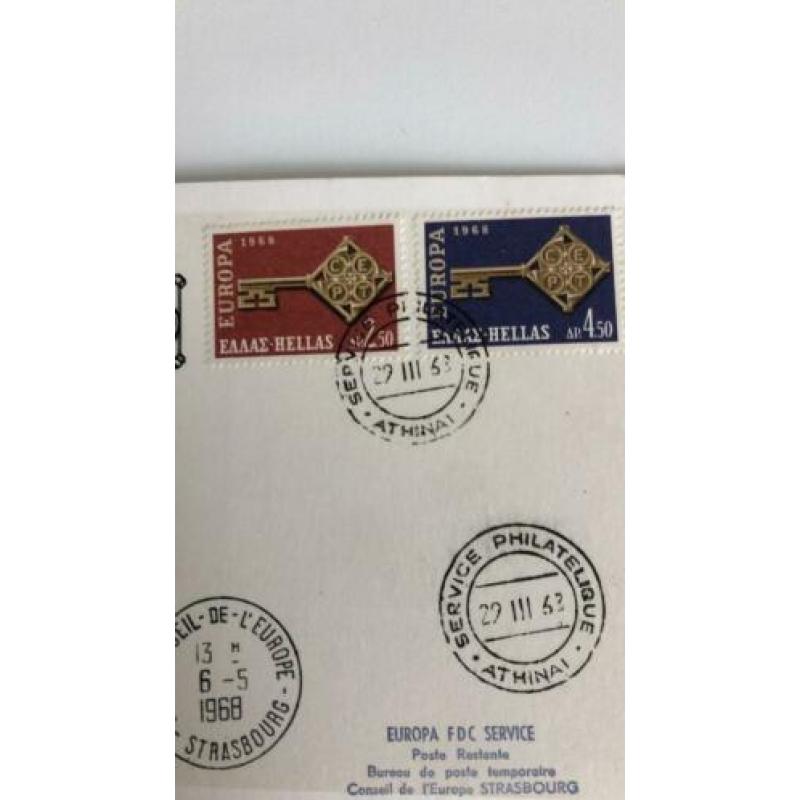 Europa CEPT Conseil de l’Europe Hellas Athene 1968 FDC