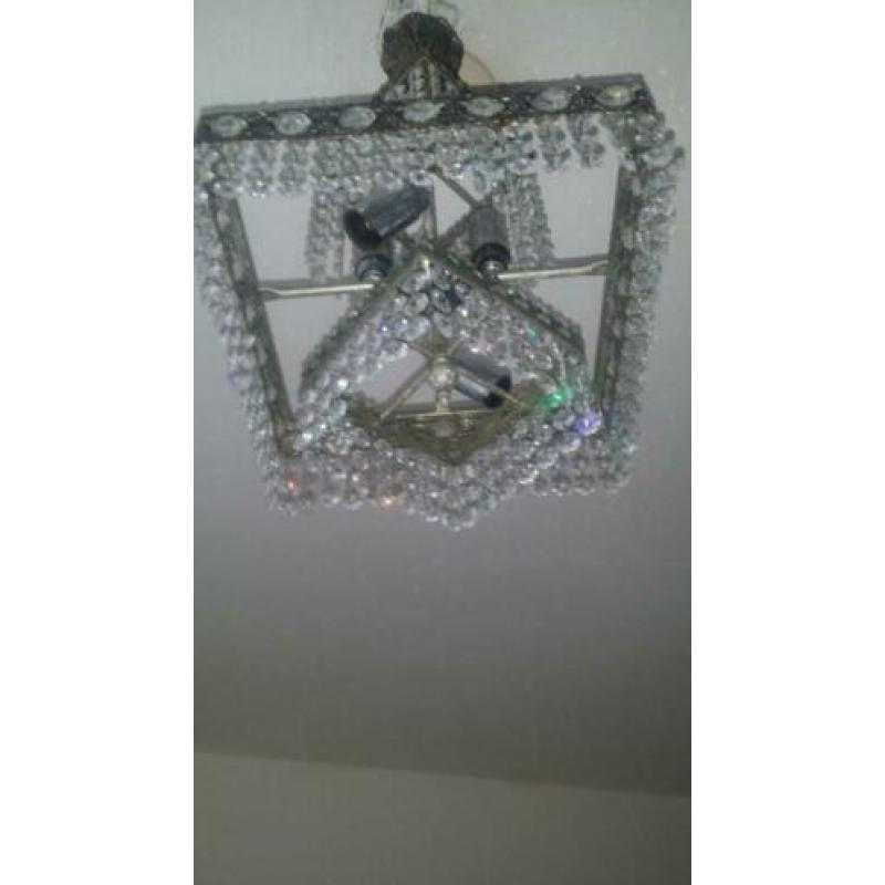Antieke art deco zilveren kleur kristallen kroonluchter