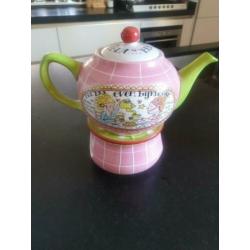Theepot en onderzetter "Blond Amsterdam" + theepotje blauw