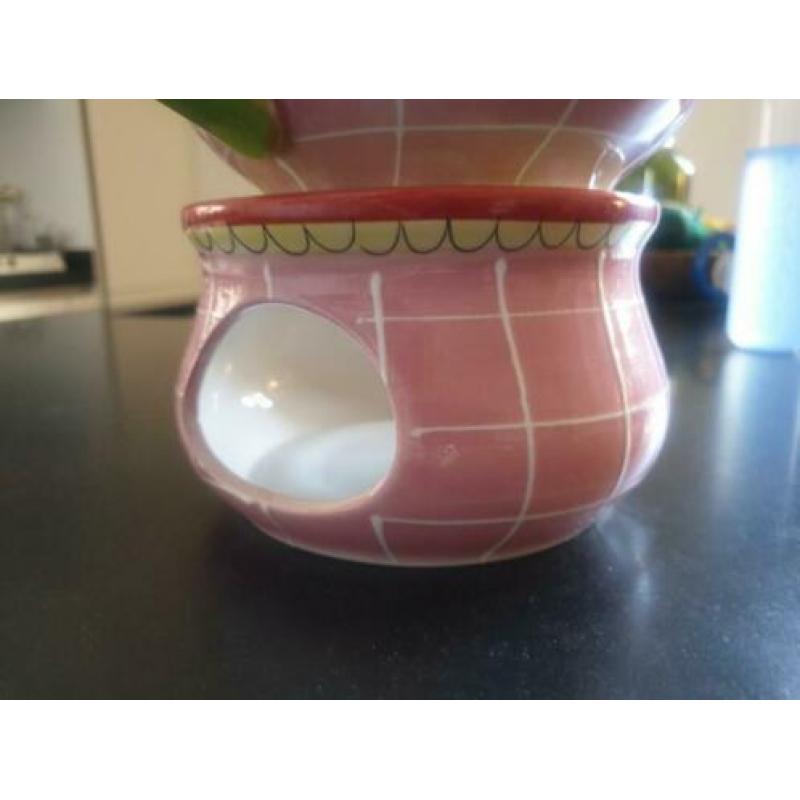 Theepot en onderzetter "Blond Amsterdam" + theepotje blauw