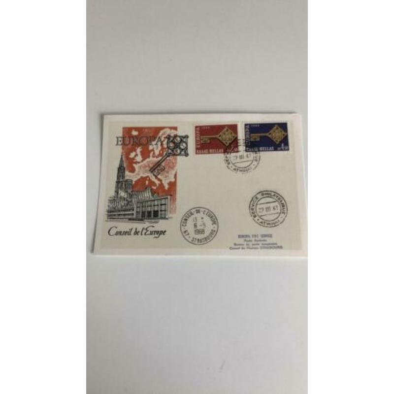Europa CEPT Conseil de l’Europe Hellas Athene 1968 FDC