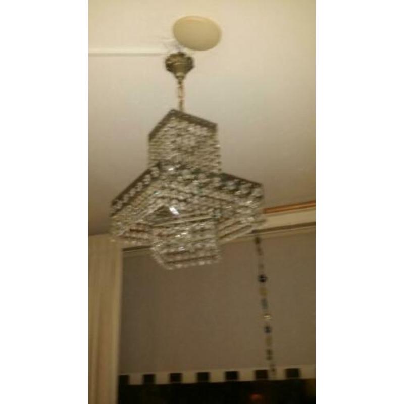 Antieke art deco zilveren kleur kristallen kroonluchter
