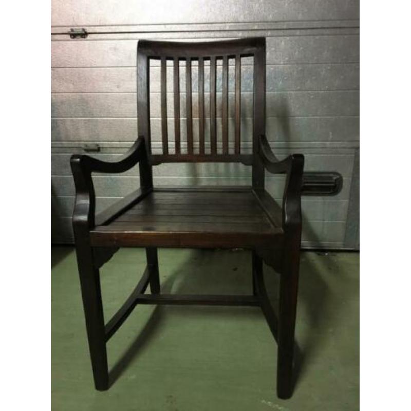 Set van 4 eetkamerstoelen teakhout met armleuning