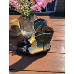 Zara cowboylaars mt 36 zwart groen goud