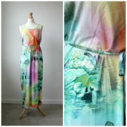 Miss Etam - mooie kleurrijke maxi jurk / maxidress maat XL