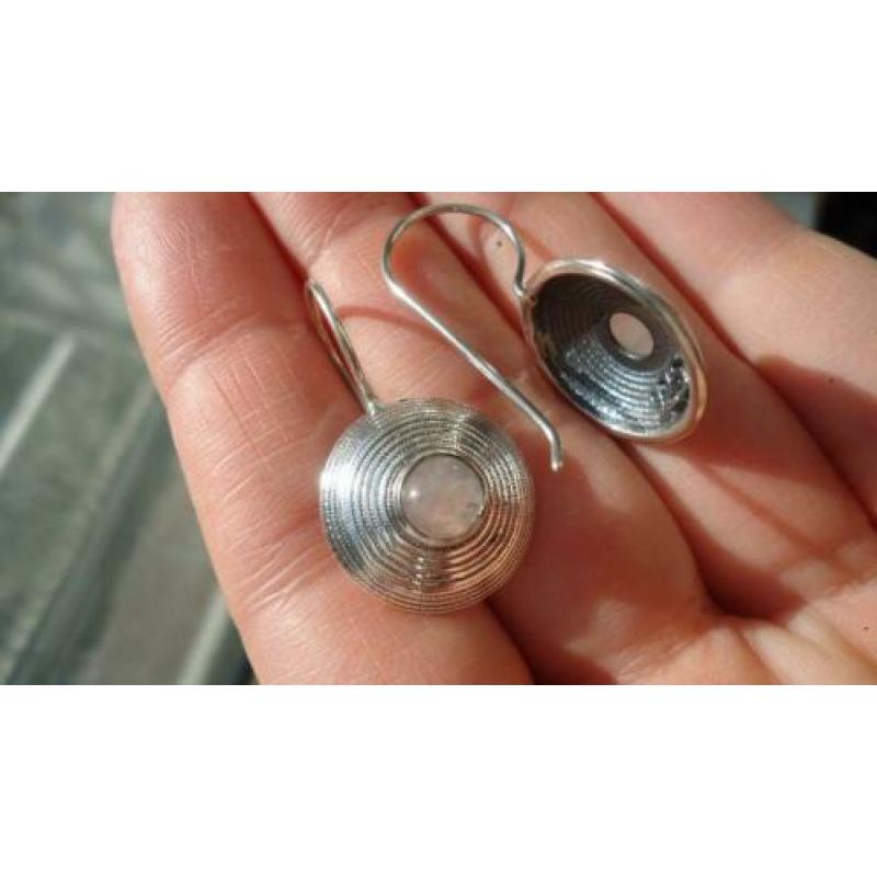 925 zilver / zilveren design oorbellen met maansteen Vanoli