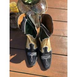 Zara cowboylaars mt 36 zwart groen goud