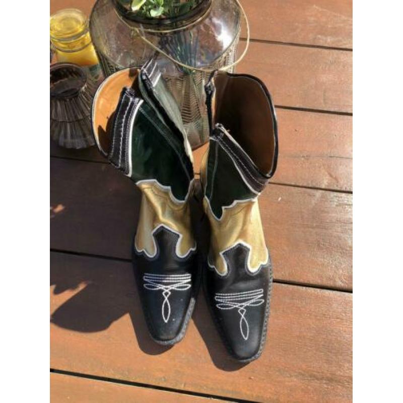 Zara cowboylaars mt 36 zwart groen goud